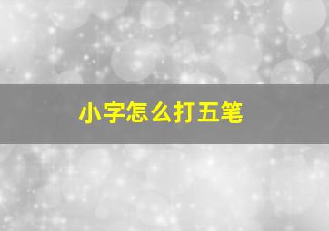 小字怎么打五笔