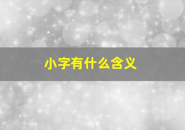 小字有什么含义