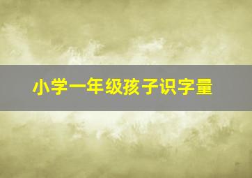 小学一年级孩子识字量