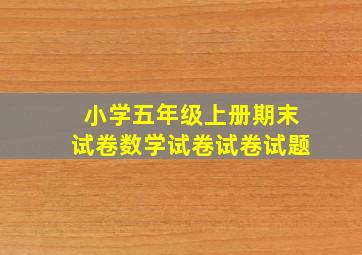 小学五年级上册期末试卷数学试卷试卷试题