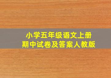 小学五年级语文上册期中试卷及答案人教版