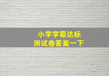 小学学霸达标测试卷答案一下