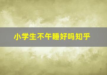 小学生不午睡好吗知乎