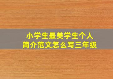 小学生最美学生个人简介范文怎么写三年级