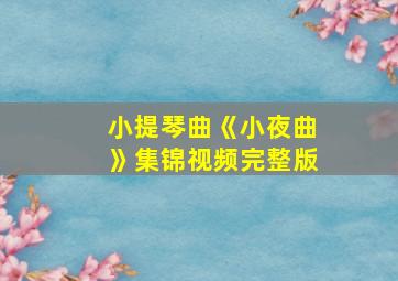 小提琴曲《小夜曲》集锦视频完整版