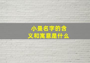 小曼名字的含义和寓意是什么