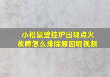 小松鼠壁挂炉出现点火故障怎么排除原因呢视频