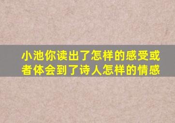 小池你读出了怎样的感受或者体会到了诗人怎样的情感