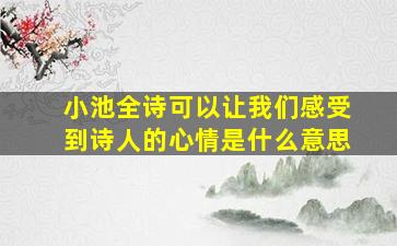 小池全诗可以让我们感受到诗人的心情是什么意思