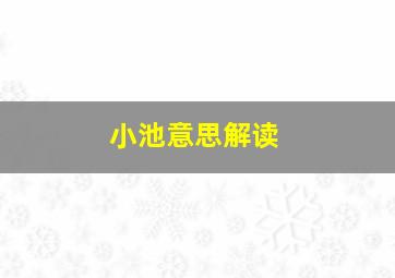 小池意思解读