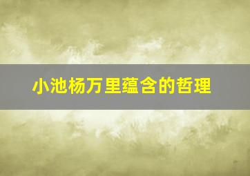 小池杨万里蕴含的哲理