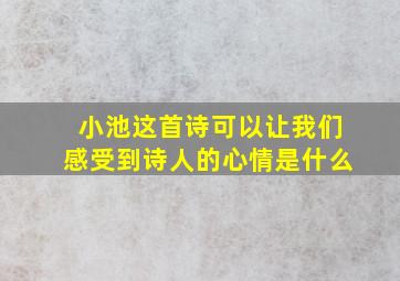 小池这首诗可以让我们感受到诗人的心情是什么