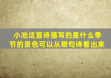 小池这首诗描写的是什么季节的景色可以从哪句诗看出来