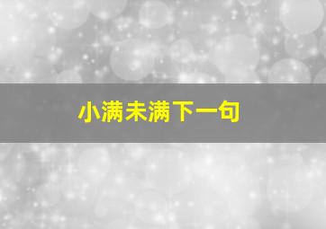 小满未满下一句