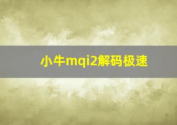 小牛mqi2解码极速