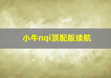 小牛nqi顶配版续航