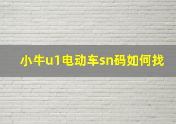 小牛u1电动车sn码如何找