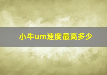 小牛um速度最高多少