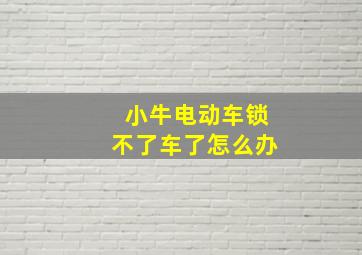 小牛电动车锁不了车了怎么办