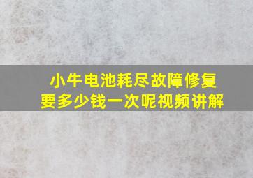 小牛电池耗尽故障修复要多少钱一次呢视频讲解