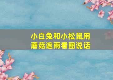 小白兔和小松鼠用蘑菇遮雨看图说话