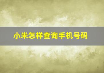 小米怎样查询手机号码