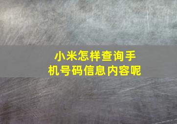 小米怎样查询手机号码信息内容呢