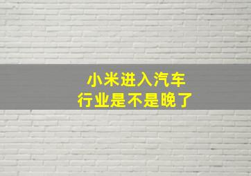 小米进入汽车行业是不是晚了