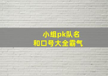 小组pk队名和口号大全霸气