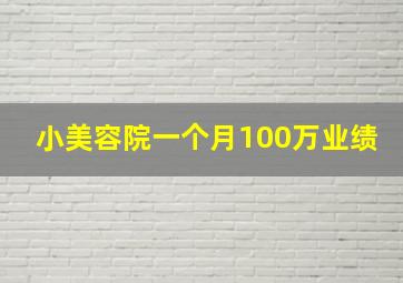 小美容院一个月100万业绩