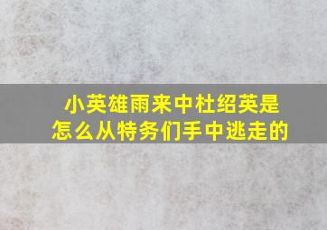 小英雄雨来中杜绍英是怎么从特务们手中逃走的