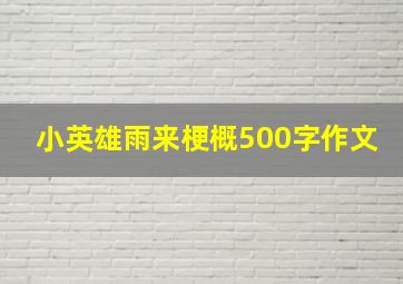 小英雄雨来梗概500字作文