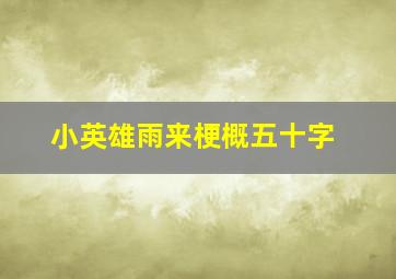 小英雄雨来梗概五十字