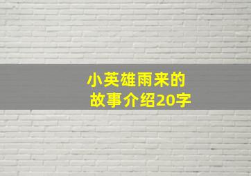 小英雄雨来的故事介绍20字