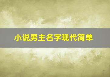 小说男主名字现代简单