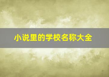 小说里的学校名称大全