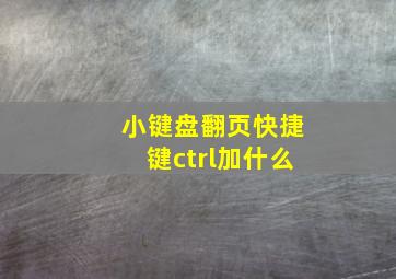 小键盘翻页快捷键ctrl加什么