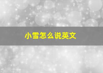 小雪怎么说英文