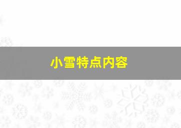 小雪特点内容