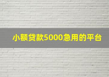 小额贷款5000急用的平台