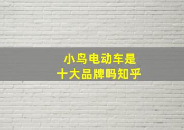 小鸟电动车是十大品牌吗知乎