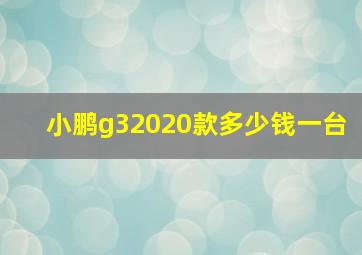 小鹏g32020款多少钱一台