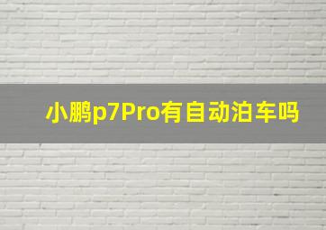 小鹏p7Pro有自动泊车吗