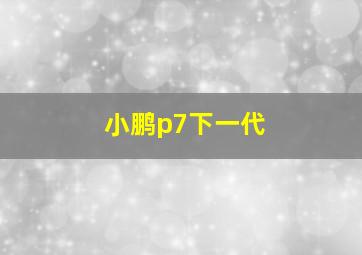 小鹏p7下一代