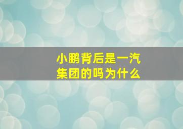 小鹏背后是一汽集团的吗为什么