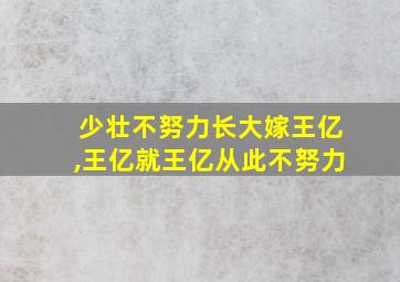 少壮不努力长大嫁王亿,王亿就王亿从此不努力