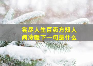 尝尽人生百态方知人间冷暖下一句是什么