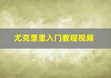 尤克里里入门教程视频