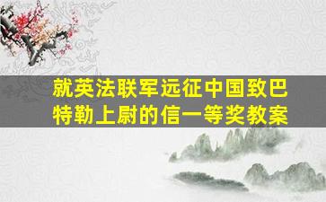 就英法联军远征中国致巴特勒上尉的信一等奖教案