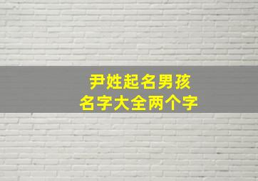 尹姓起名男孩名字大全两个字